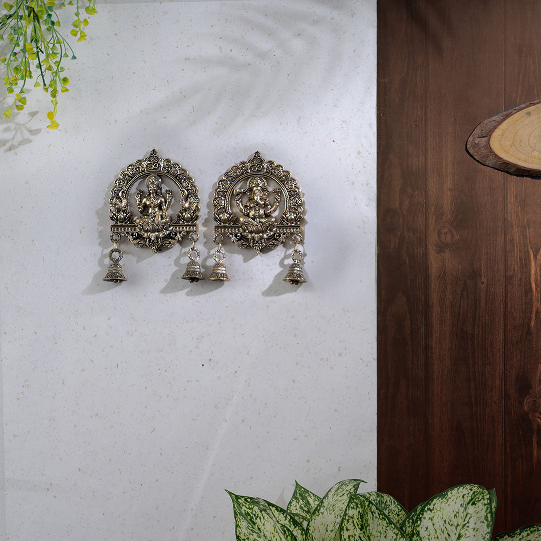 Brass Ganesh Lakshmi Latkan With Bells