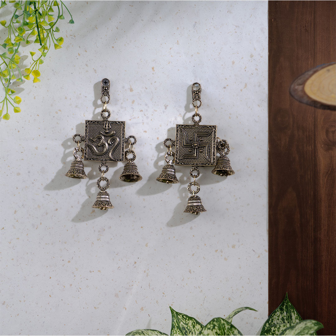 Brass Om Swastik Latkan With Bells
