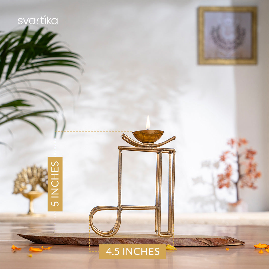 Brass Maa Symbol Diya 