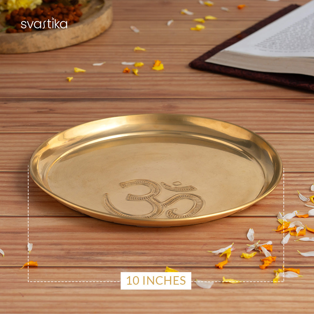 Brass Om Pooja Thali Set 