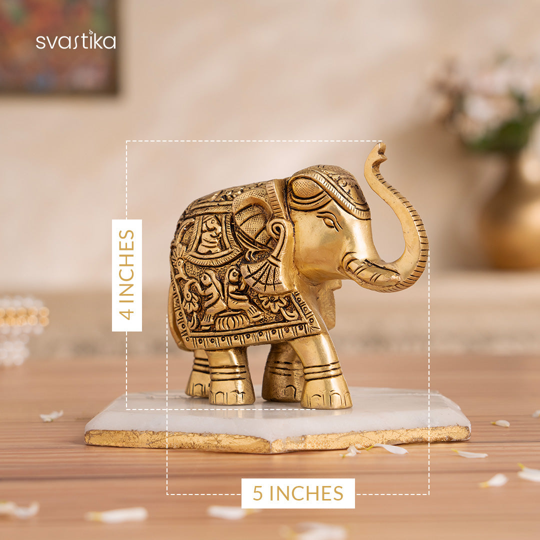 Brass Elephant Statue (4 Inch)