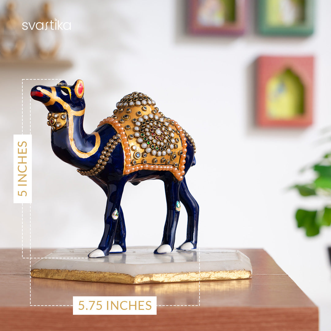 Graceful Meenakari Camel Decor Statue 