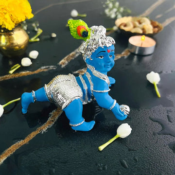 Crawling Laddu Gopal Murti - Silver Plated