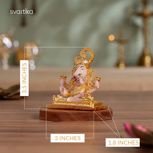Dagdusheth Halwai Ganpati Murti - Gold Plated (3.5 Inch)