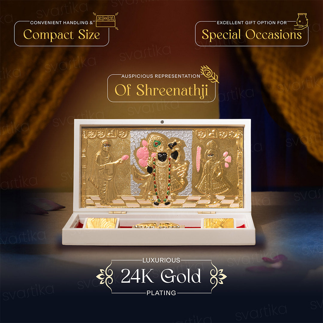 Puskara Shreenathji Pocket Temple - Gold Coated