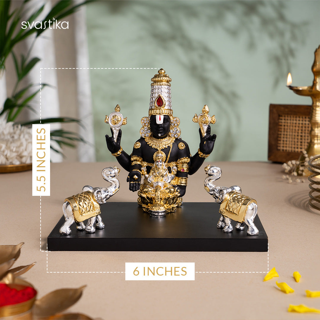 Gajalakshmi Tirupati Balaji Murti - Gold & Silver Plated