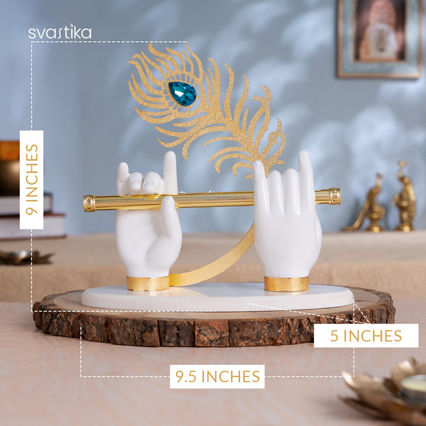 Lord Krishna's Divine Hands Idol - Gold Plated (9 Inch)
