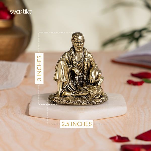 Sitting Brass Sai Baba Murti (3 Inch)
