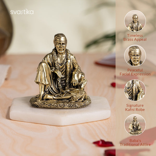 Sitting Brass Sai Baba idol