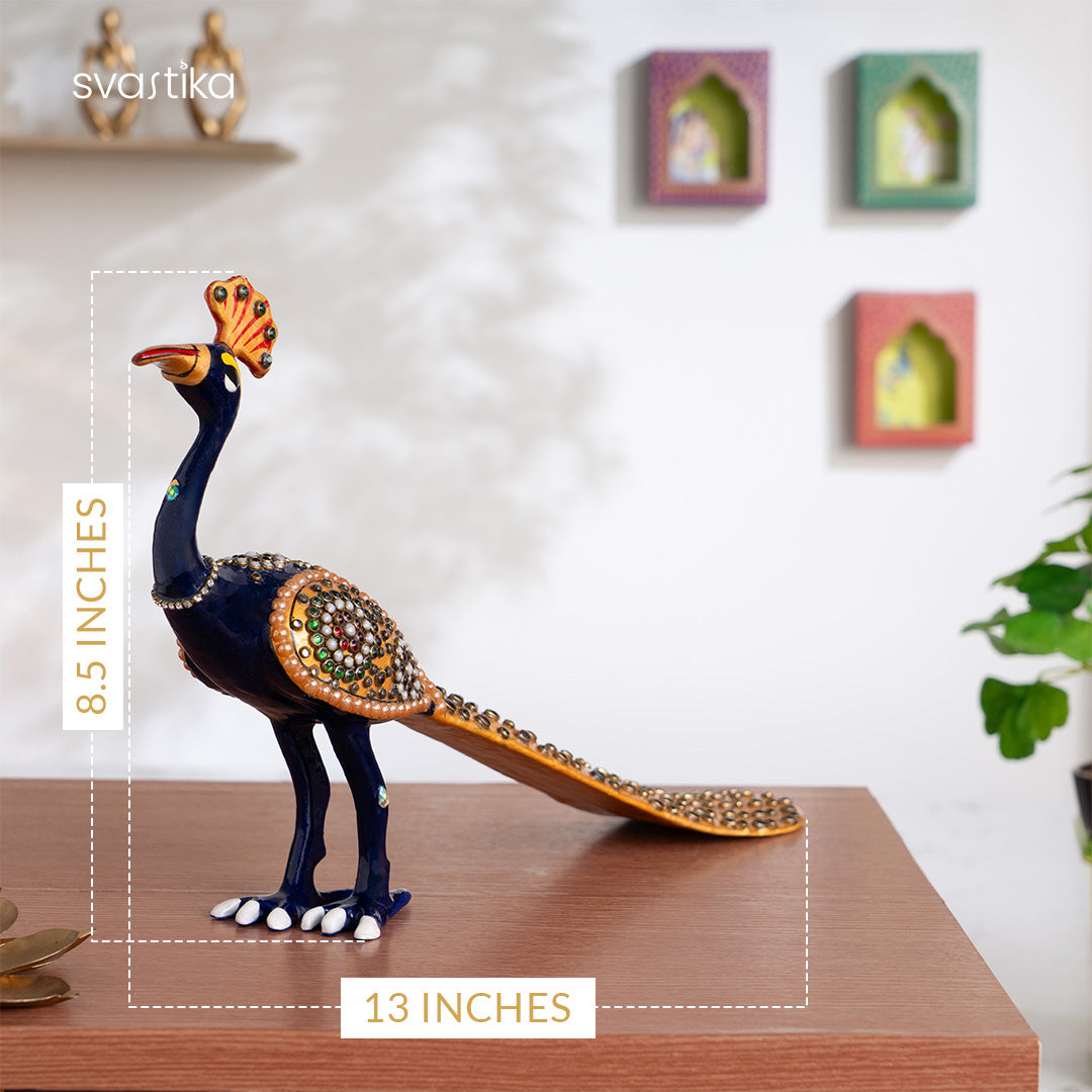 Ornamental Meenakari Peacock Statue 