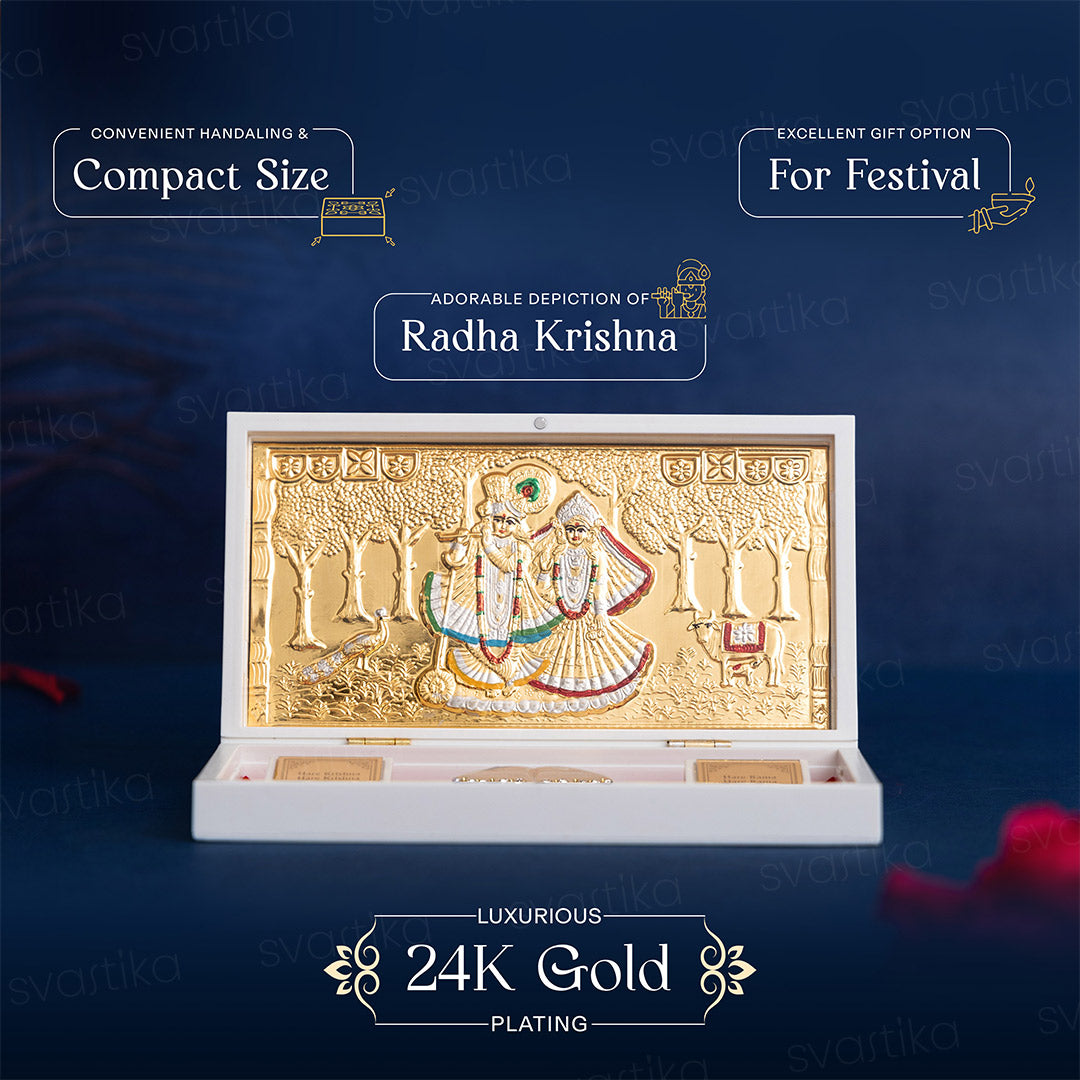 Puskara Radhe Krishna Pocket Temple - Gold Plated