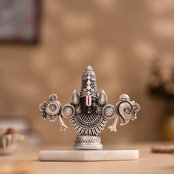 Lord Balaji Face Idol | Pure Silver Plated