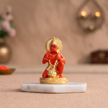 Sinduri Hanuman Murti - Gold Plated