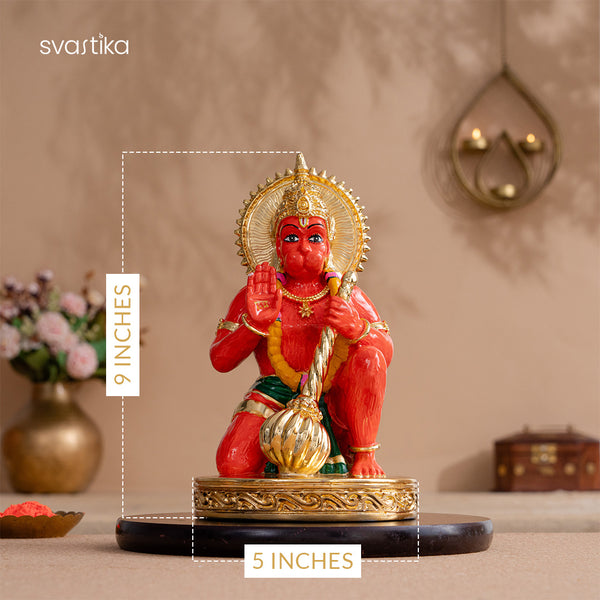 Sinduri Hanuman Murti - Gold Plated (9 Inch)