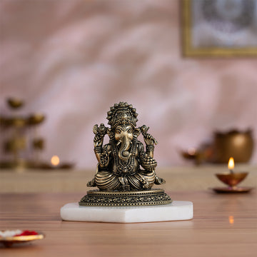 Puskara Brass Sitting Ganesha Murti (4 Inch)