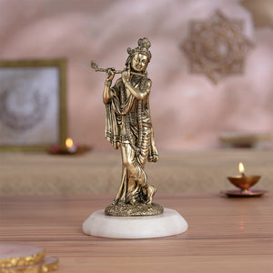 Brass Standing Krishna idol Playing Flute (6 Inch)