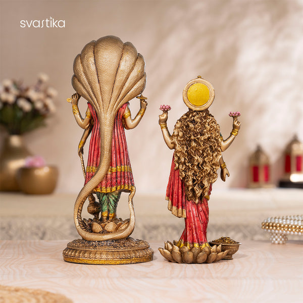 Lord Vishnu & Maa Lakshmi Standing Antique Murti Set