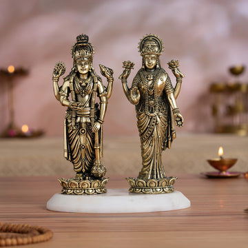 Brass Standing Vishnu Lakshmi Idol Pair (6 Inch)
