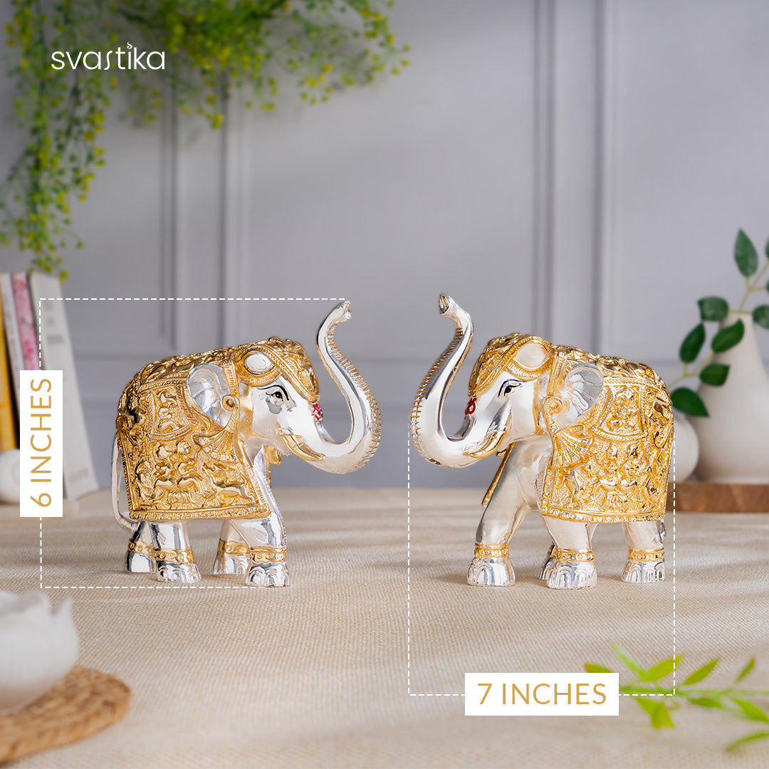 TrunkUp Elephant Pair - Gold & Silver Plated (6 Inch)