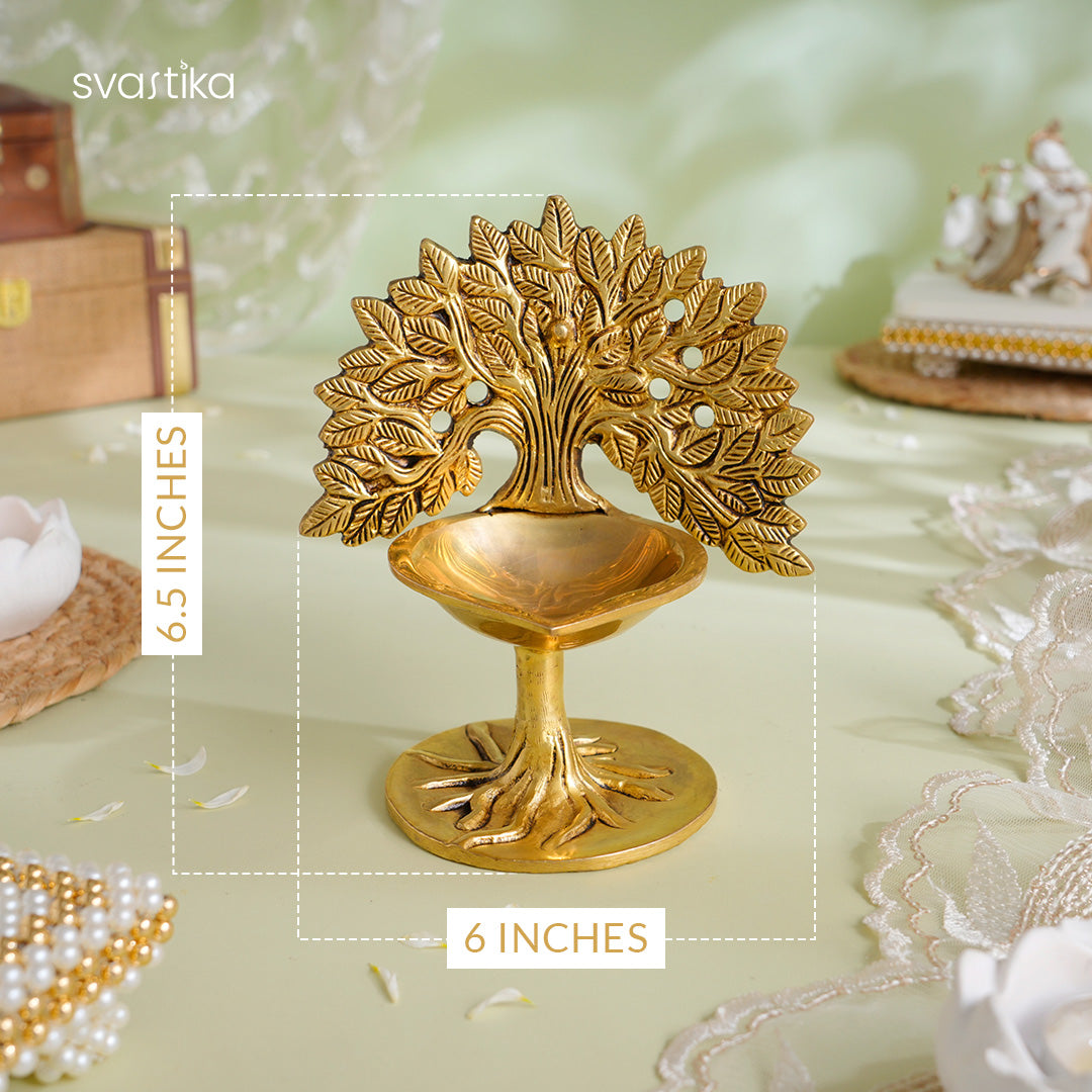 Brass Kalpavriksha Tree Diya (6 Inch)