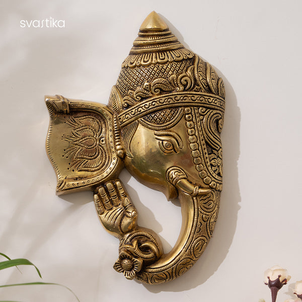 Brass Ganesh Wall Art (11 Inch)