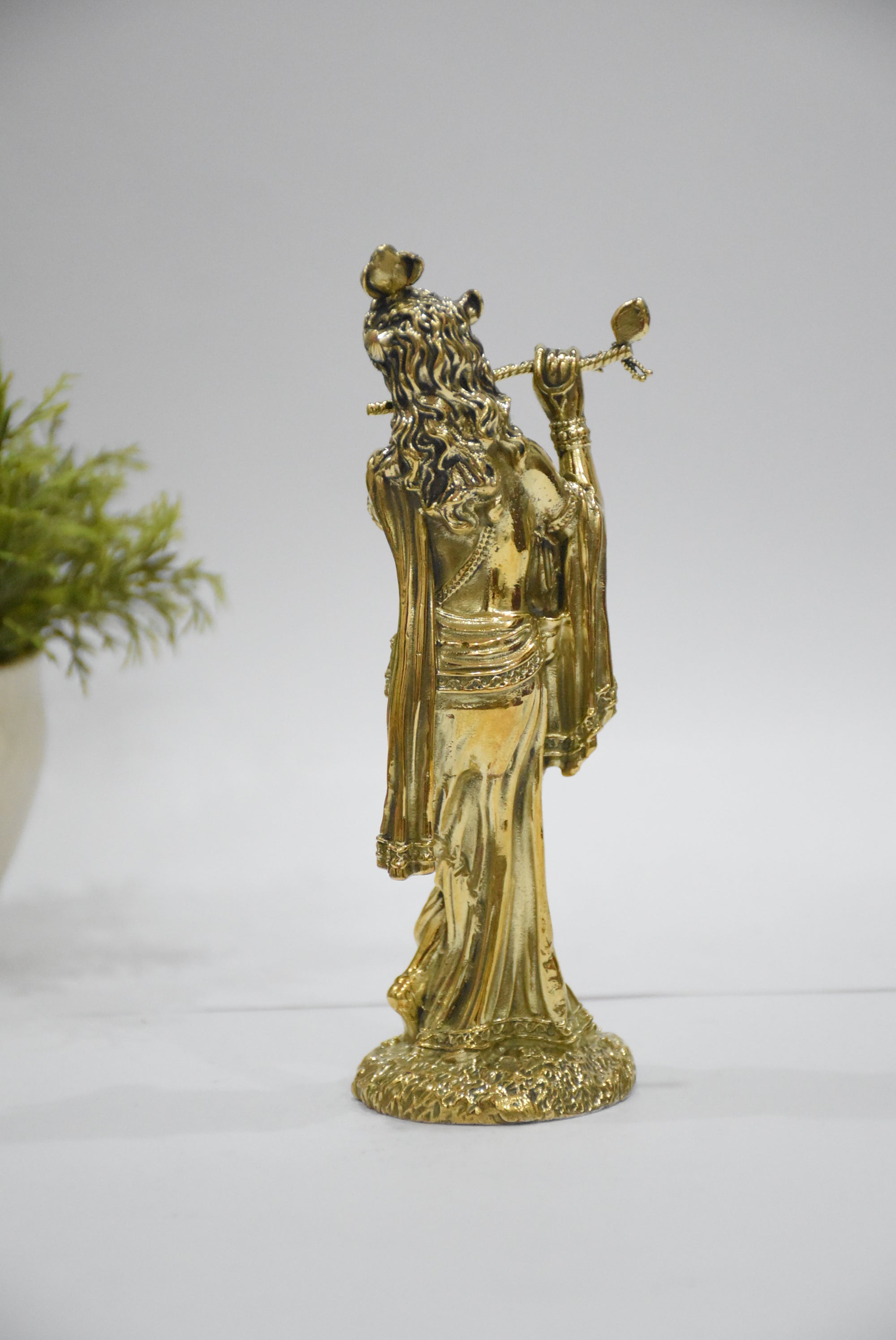 Lord Krishna Playing Flute Brass Murti | Divine Sculpture of the Supreme Love