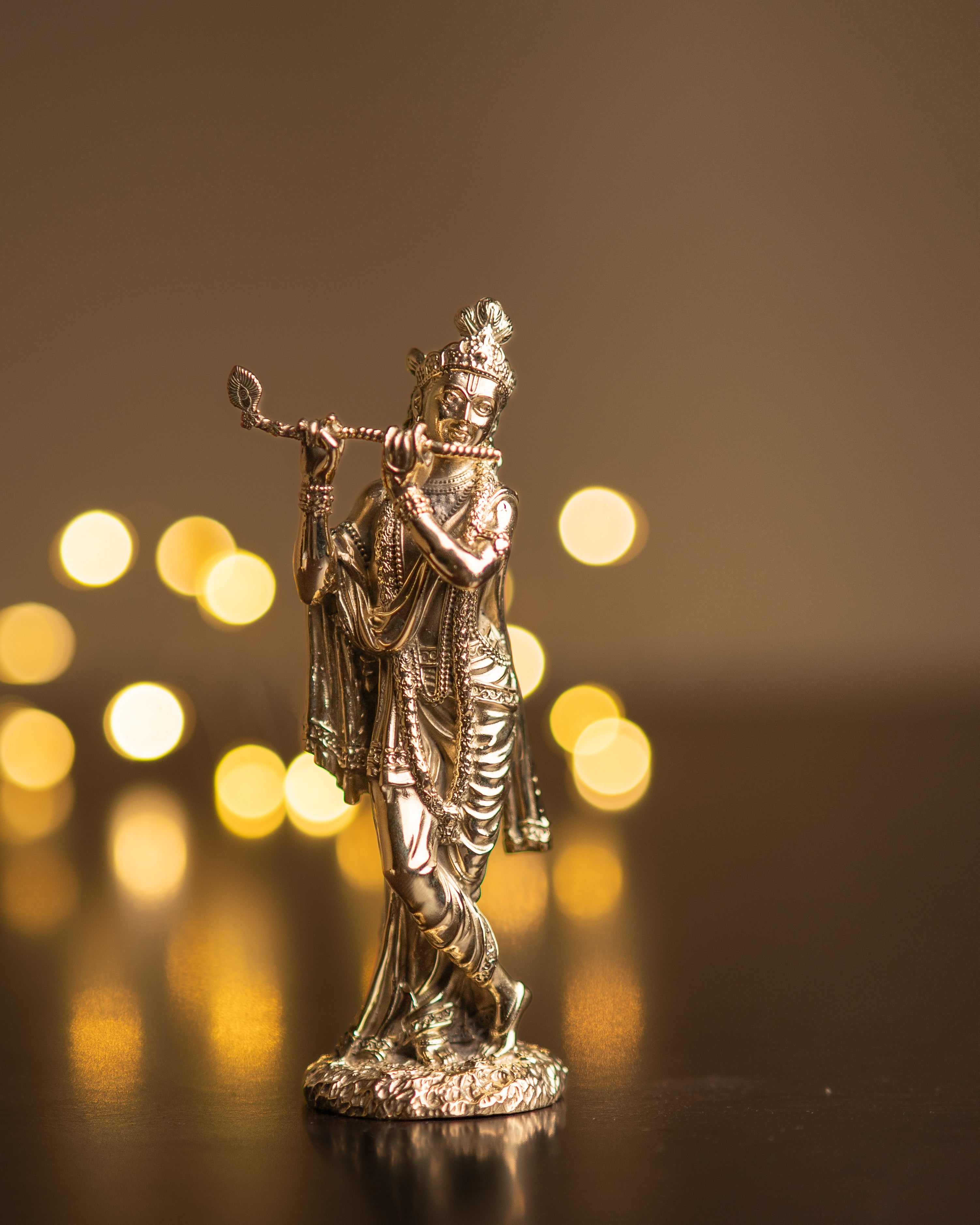 Lord Krishna Playing Flute Brass Murti | Divine Sculpture of the Supreme Love