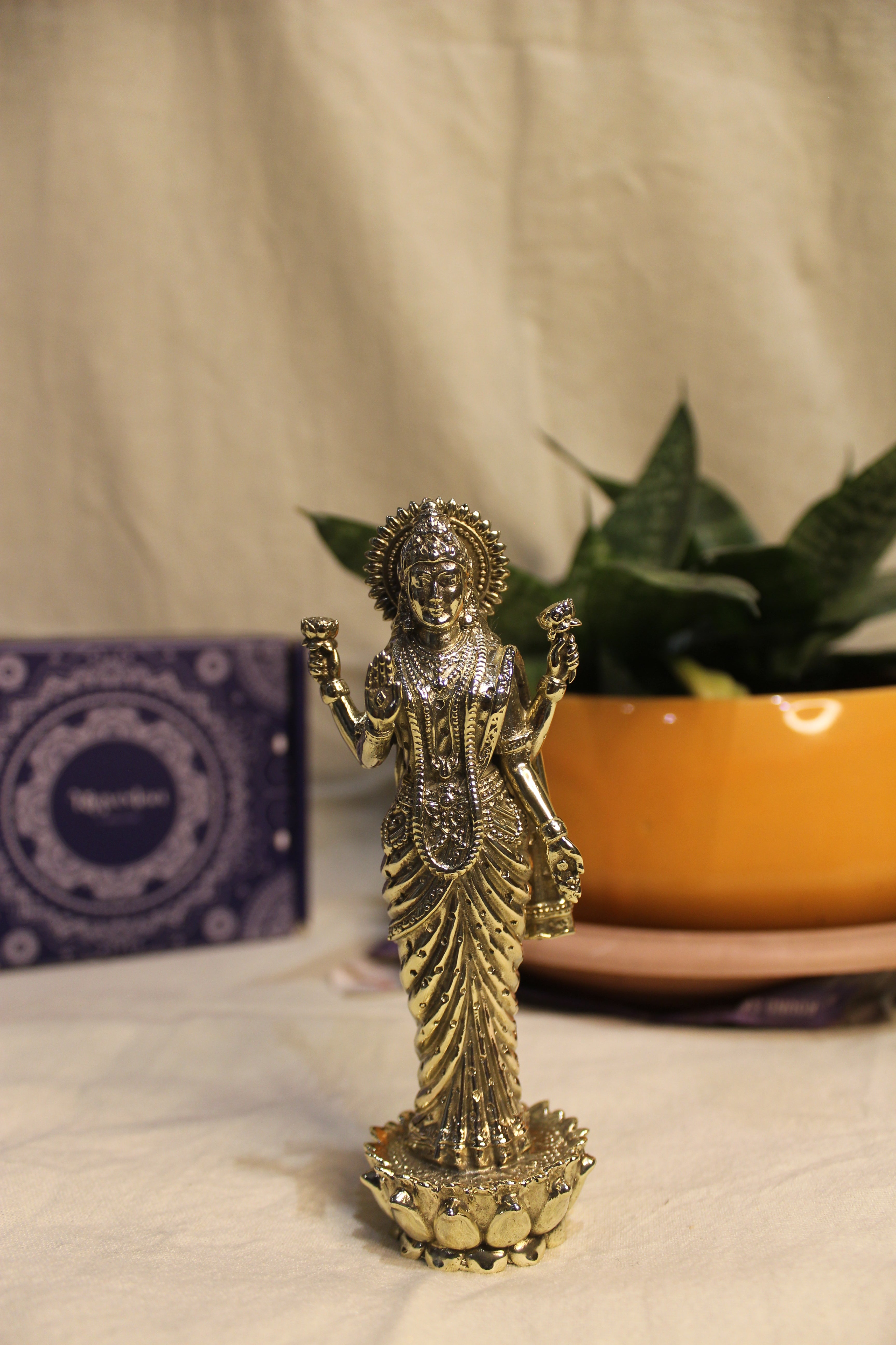 Goddess Laxmi Standing Murti In Brass - 5"