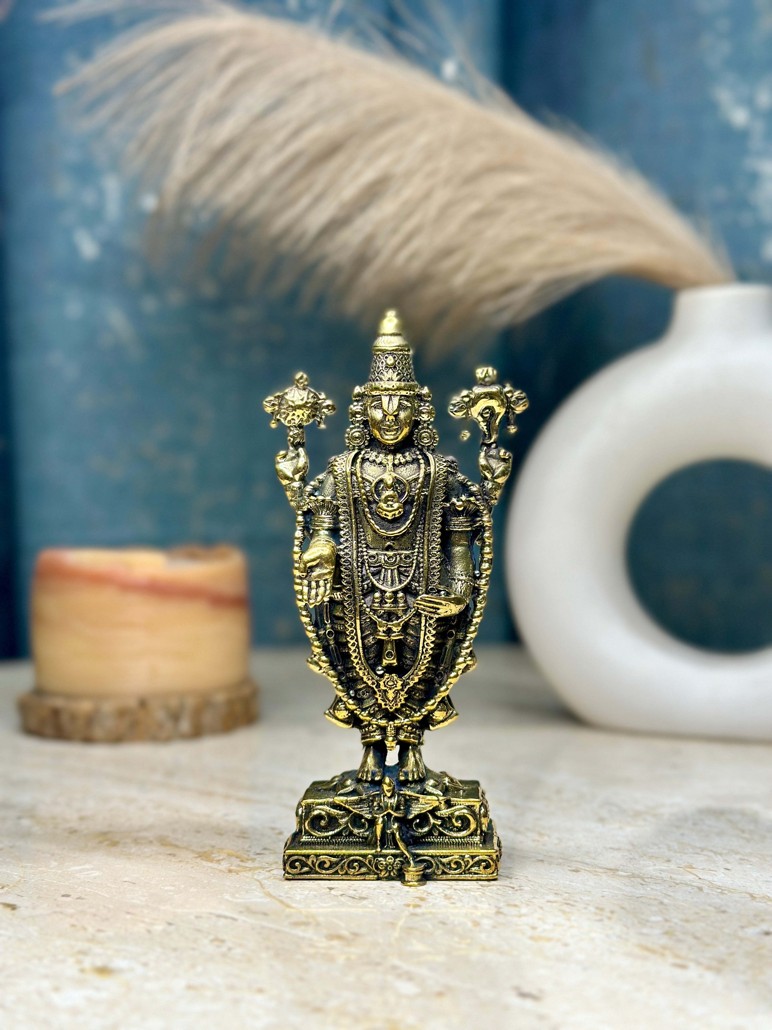 Tirupati Balaji Murti | 3.50 inch | Standing on Garuda Base