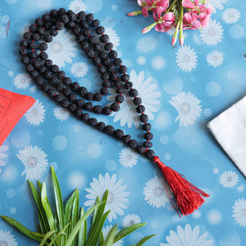 Pure Black Rudraksha Mala - 108 Beads