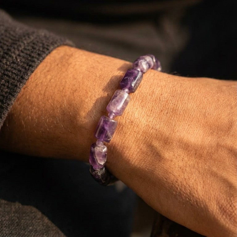 Amethyst Rectangular Stone Bracelet
