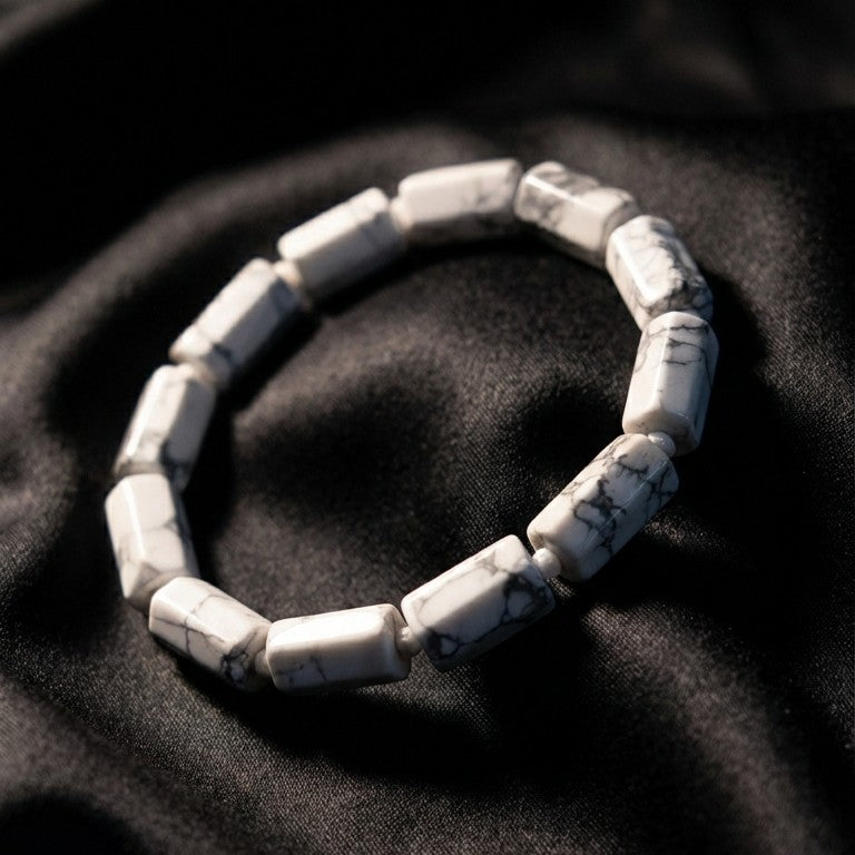 Howlite Rectangular Stone Bracelet