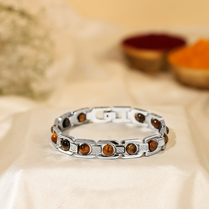 Tiger Eye Link Chain Bracelet