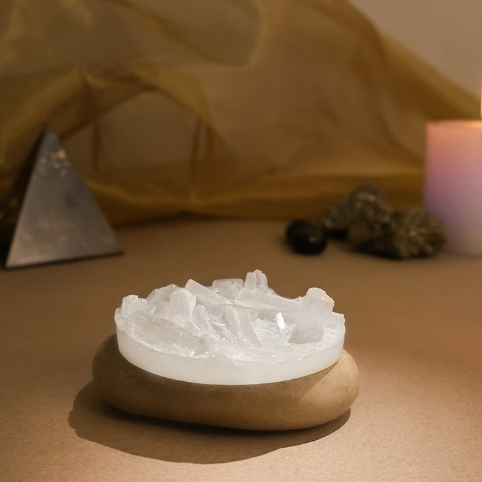 Raw Selenite Crystal Charging Plate