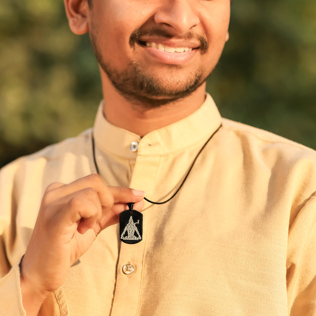 Oxidized Black Mahadev Engraved Pendant
