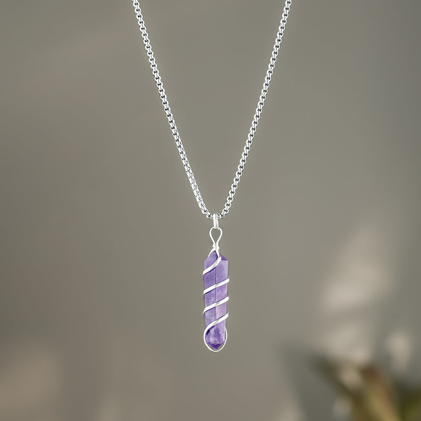Amethyst Stone Locket with Chain