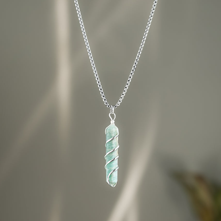 Amazonite Stone Locket with Chain