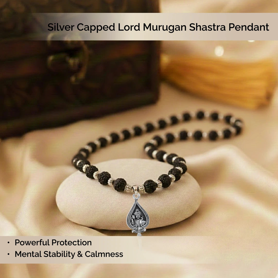 Silver Capped Lord Murugan Shastra Pendant
