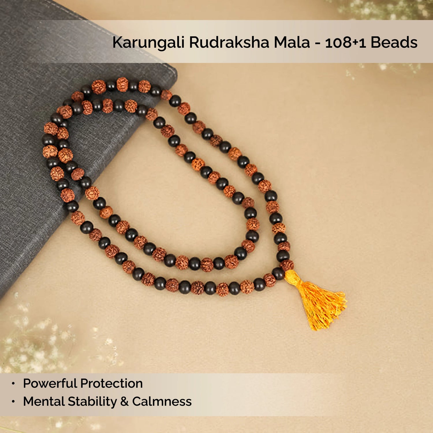 Karungali Rudraksha Mala - 108+1 Beads