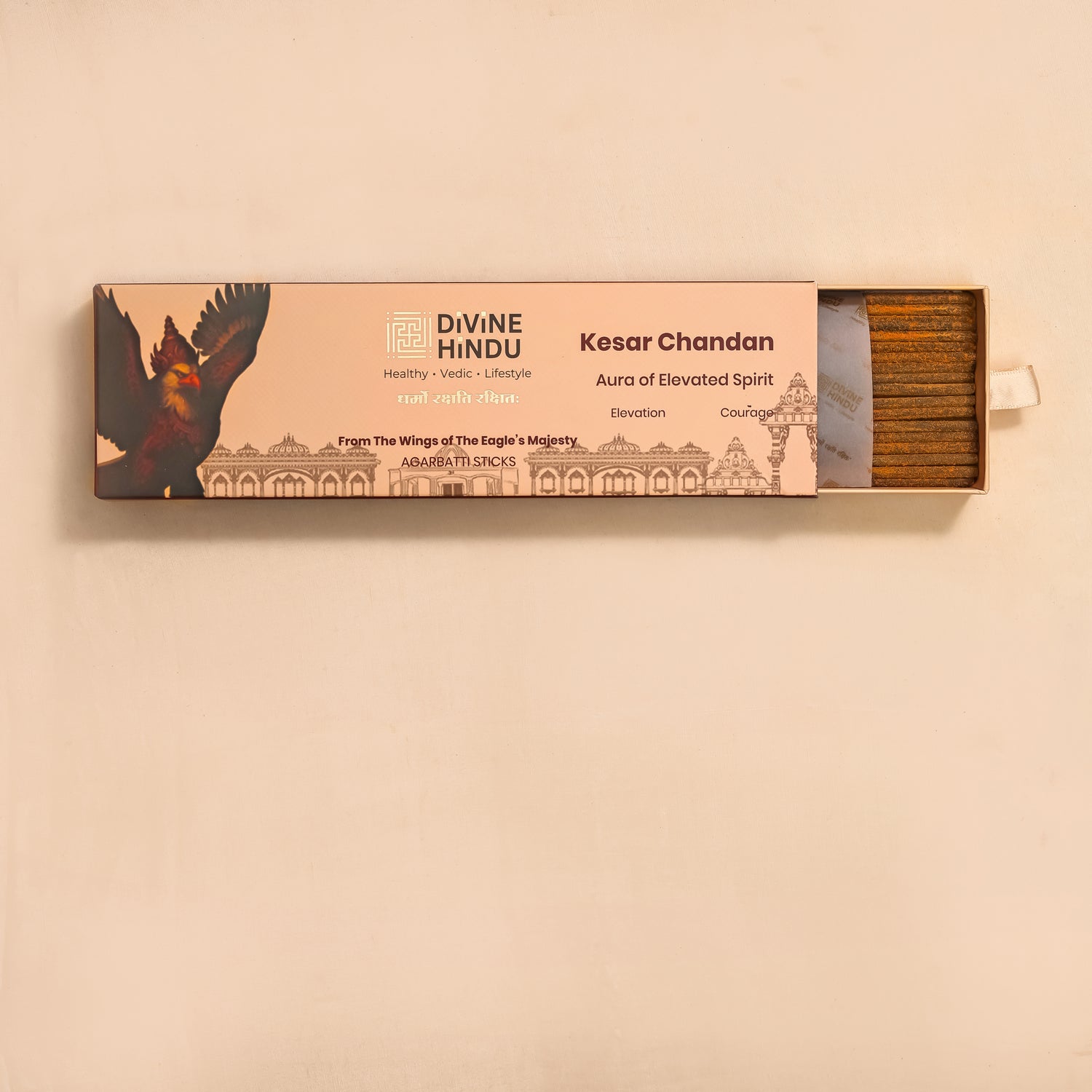 Divine Hindu Natural Kesar Chandan Agarbatti / Incense Sticks (Pack of 30)