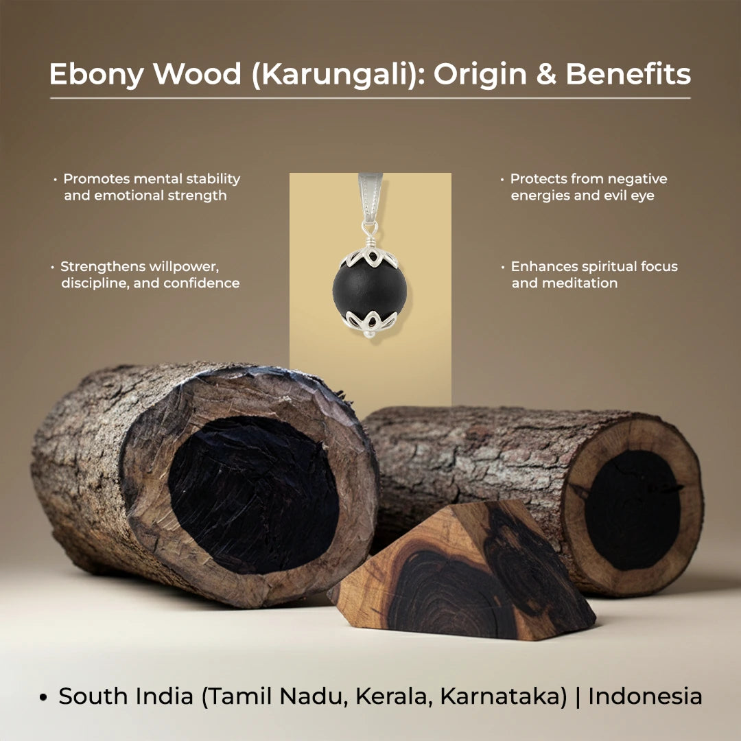 Original Karungali Malai 108-Beads & Karungali Malai Silver cap Combo with Govt. Certification