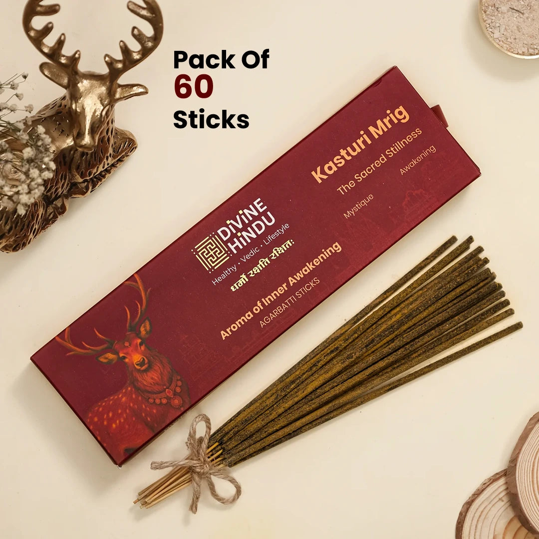 Divine Hindu Kasturi Mrig Fragrance Agarbatti / Incense Sticks (Pack of 60)