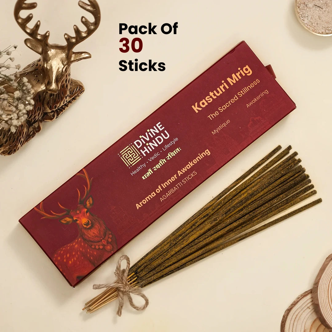 Divine Hindu Kasturi Mrig Fragrance Agarbatti / Incense Sticks (Pack of 30)