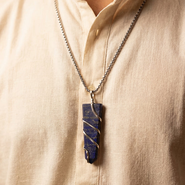 Lapis Lazuli Stone Locket with Chain