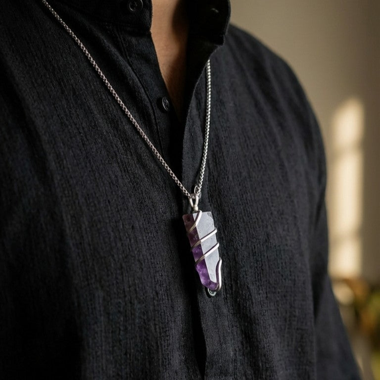 Amethyst Stone Locket with Chain