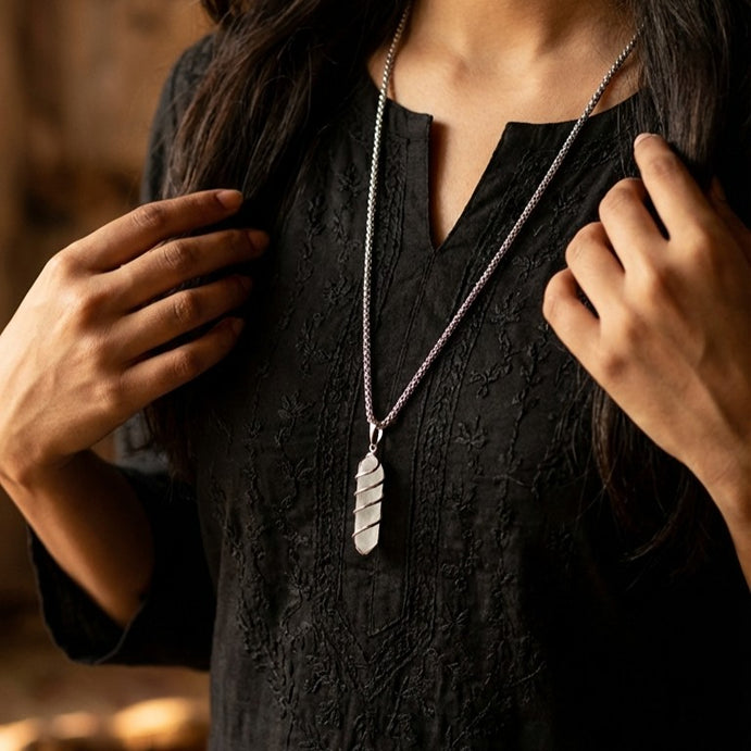 Clear Quartz Stone Locket with Chain