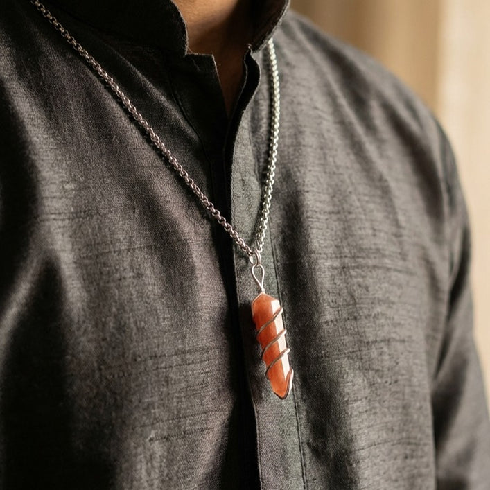 Red Jasper Stone Locket with Chain