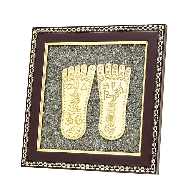 God Laxmi Charan Paduka Pyrite Frame
