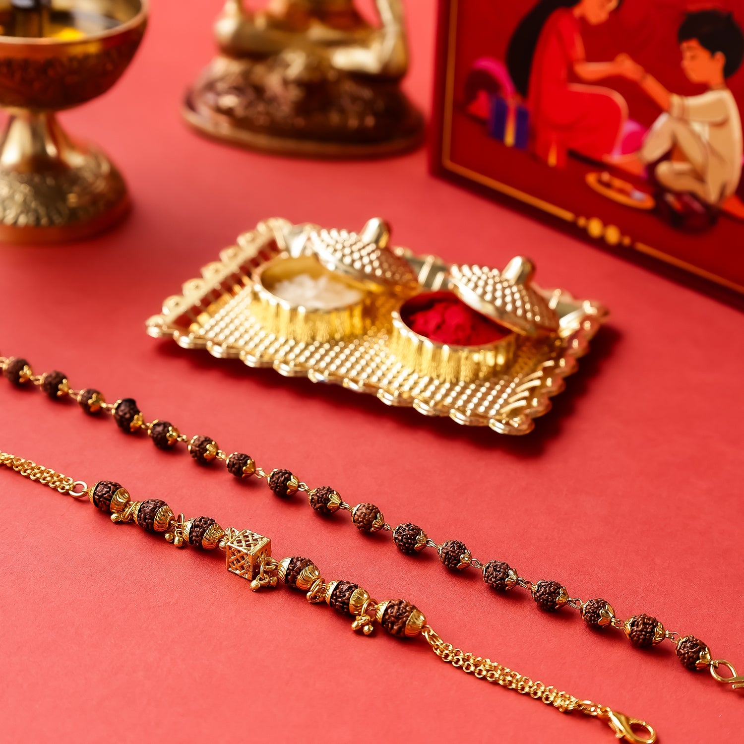 Gold Cap 5 Mukhi Rudraksha Bracelet