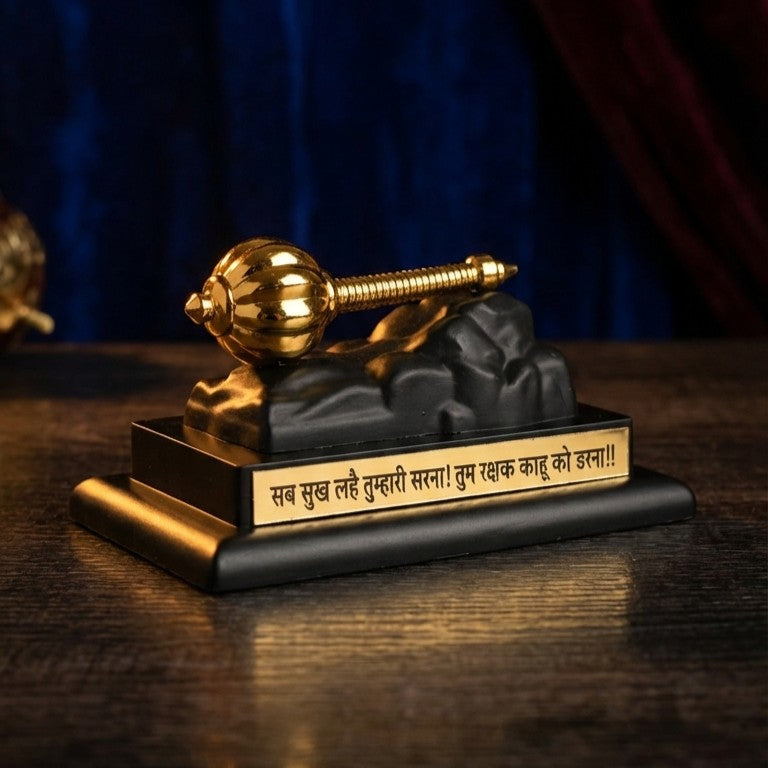 Hanuman Gada Gold Plated with Base